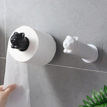 Load image into Gallery viewer, Toilet Paper Holder Cat Kitchen Roll Holder Adhesive Wall Towel Rack Creative Bathroom Tissue Hanger Paper Towel Holder Toliet Paper Holder
