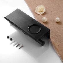 Load image into Gallery viewer, Toilet Paper Holder Phone Bathroom Roll Holder Aluminum Paper Holder with Shelf Black Double Paper Towel Holder Wall Mount Tissue Roll Hanger With Storage Shelf Space Aluminum Self Adhesive With Glue Wall Mount With Screws
