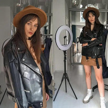 Load image into Gallery viewer, PU Faux Leather Jacket Women Loose Sashes Casual Biker Jackets Outwear Female Tops BF Style Black Leather Jacket Coat
