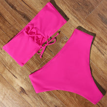 Load image into Gallery viewer, Top Swimsuit Push Up Bikini Set Women's Crop Top High Waist Swimsuit Sport High Cut Bikini Set Two Piece Bathing Suits High Waist Solid Bathing Suit Summer Swimwear Women Beachwear

