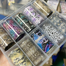 Load image into Gallery viewer, Tortoiseshell Amber Nails Tortoise Shell Nail Art Foil Transfer Decals Wraps Tips Nail Manicure Decorations Leopard Nail Foil Transfer Stickers Leopard Snake Laser Gold Design Nail Foil Decals Art Sticker for Women Manicure Tips
