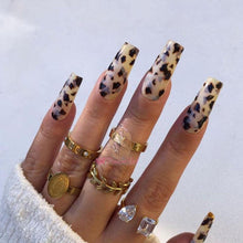 Load image into Gallery viewer, Tortoiseshell Amber Nails Tortoise Shell Nail Art Foil Transfer Decals Wraps Tips Nail Manicure Decorations Leopard Nail Foil Transfer Stickers Leopard Snake Laser Gold Design Nail Foil Decals Art Sticker for Women Manicure Tips
