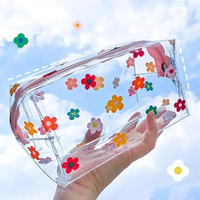 Load image into Gallery viewer, Transparent Flower Print Pencil Case For Students Classic Stationery Case Large Capacity Pencil Bag
