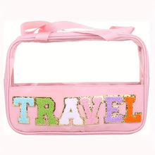 Load image into Gallery viewer, Transparent Letter Pattern Makeup Bag with Handle
