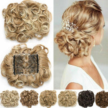 Load image into Gallery viewer, Trending LARGE Comb Clip In Curly Hair Extension Synthetic Hair Pieces Chignon Women Updo Cover Hairpiece Extension Hair Bun Clip in Hair Extension For Volumized Hair Buns For Girls
