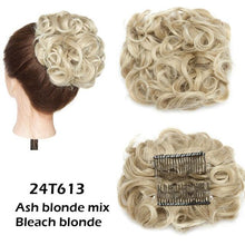 Load image into Gallery viewer, Trending LARGE Comb Clip In Curly Hair Extension Synthetic Hair Pieces Chignon Women Updo Cover Hairpiece Extension Hair Bun Clip in Hair Extension For Volumized Hair Buns For Girls
