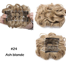 Load image into Gallery viewer, Trending LARGE Comb Clip In Curly Hair Extension Synthetic Hair Pieces Chignon Women Updo Cover Hairpiece Extension Hair Bun Clip in Hair Extension For Volumized Hair Buns For Girls

