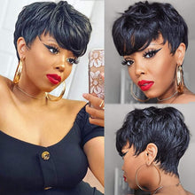 Load image into Gallery viewer, Trending Natural Color Short Bob Straight Human Wigs With Bangs Brazilian Virgin Hair Pixie Cut Wig Human Hair Wig For Black Women Gifts for Girlfriends
