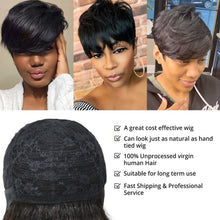 Load image into Gallery viewer, Trending Natural Color Short Bob Straight Human Wigs With Bangs Brazilian Virgin Hair Pixie Cut Wig Human Hair Wig For Black Women Gifts for Girlfriends
