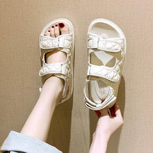 Load image into Gallery viewer, Trendy Black Sandals Summer New Flat Embroidery Thick-Soled Casual Design Hiking Sandals Outdoor Sport Sandals Athletic Sandals Walking Water Women Shoes For Summer
