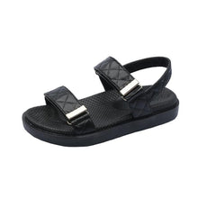 Load image into Gallery viewer, Trendy Black Sandals Summer New Flat Embroidery Thick-Soled Casual Design Hiking Sandals Outdoor Sport Sandals Athletic Sandals Walking Water Women Shoes For Summer
