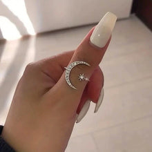 Load image into Gallery viewer, Trendy Cuff Ring Moon and Sun Design
