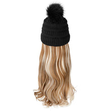 Load image into Gallery viewer, Trendy Hat Wig Synthetic Long Wavy Wigs with Beret Hat Knitted Fashion black Autumn Winter Cap Hair Extensions Wigs For Black Women Cosplay Wigs For Women

