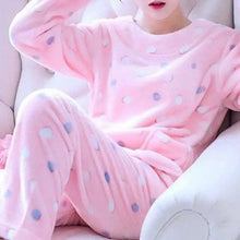 Load image into Gallery viewer, Trendy Pajama Women Thick Flannel Warm Female Winter Pajama Set Long Sleeve Full Trousers Two Piece Pajamas  Cartoon Pajamas Women Pajamas Set Sleepwear Autumn Plus Size Top Long Pant Sleepwear Girls Pajamas
