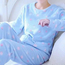 Load image into Gallery viewer, Trendy Pajama Women Thick Flannel Warm Female Winter Pajama Set Long Sleeve Full Trousers Two Piece Pajamas  Cartoon Pajamas Women Pajamas Set Sleepwear Autumn Plus Size Top Long Pant Sleepwear Girls Pajamas
