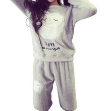 Load image into Gallery viewer, Trendy Pajama Women Thick Flannel Warm Female Winter Pajama Set Long Sleeve Full Trousers Two Piece Pajamas  Cartoon Pajamas Women Pajamas Set Sleepwear Autumn Plus Size Top Long Pant Sleepwear Girls Pajamas
