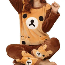 Load image into Gallery viewer, Trendy Pajama Women Thick Flannel Warm Female Winter Pajama Set Long Sleeve Full Trousers Two Piece Pajamas  Cartoon Pajamas Women Pajamas Set Sleepwear Autumn Plus Size Top Long Pant Sleepwear Girls Pajamas
