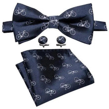 Load image into Gallery viewer, Trendy Patterned Silk Jacquard Plaid Bowtie With  Pocket Square And Cufflinks Set For Men Unique  Butterfly Party Wedding Casual Business Bowtie For Men
