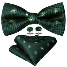 Load image into Gallery viewer, Trendy Patterned Silk Jacquard Plaid Bowtie With  Pocket Square And Cufflinks Set For Men Unique  Butterfly Party Wedding Casual Business Bowtie For Men
