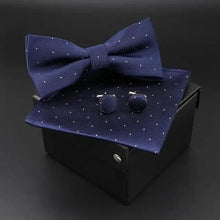 Load image into Gallery viewer, Trendy Tiny Dots Print Bowtie With Pocket Square And Cufflinks Set For Men Retro  Butterfly Party Wedding Bowties Without Box Stylish Ties Gift
