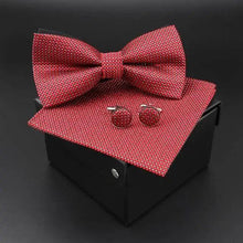 Load image into Gallery viewer, Trendy Tiny Dots Print Bowtie With Pocket Square And Cufflinks Set For Men Retro  Butterfly Party Wedding Bowties Without Box Stylish Ties Gift
