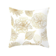Load image into Gallery viewer, Tropical Leaf Flower Green Yellow Pillowcase Decorative Throw Pillow Case Cushion Cover Gold Stamping Leaves Polyester Cushion Cover Throw Pillow Decorative Cushions Home Decor Pillow Covers
