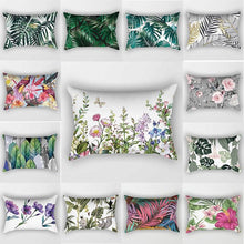 Load image into Gallery viewer, Tropical Plants Flowers Beauty Pattern Pillow Covers Short Plush Tropical Palm Leaves Throw Pillow Cover Summer Exotic Jungle Plant Tropical Palm On The Geometric Cotton LinGEOen Decorative Rectangular Pillowcase Rectangle Small Pillow Cases
