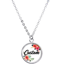 Load image into Gallery viewer, Custom Floral Personalized Name Silver Plated Chain Necklace
