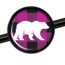 Load image into Gallery viewer, 14G Pink Black Plaid Polar Bear Black Industrial Barbell 37mm
