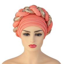 Load image into Gallery viewer, Turbans Pleated Soft Beanie Headwrap Lightweight African Hat Arab Wrap Elegant Muslim Turban Scarf Women Hijabs Hair Accessories Cap bonnet for Women
