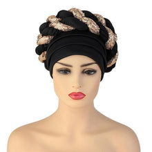 Load image into Gallery viewer, Turbans Pleated Soft Beanie Headwrap Lightweight African Hat Arab Wrap Elegant Muslim Turban Scarf Women Hijabs Hair Accessories Cap bonnet for Women
