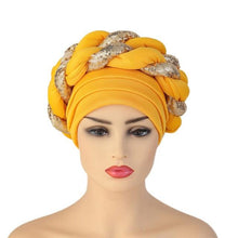 Load image into Gallery viewer, Turbans Pleated Soft Beanie Headwrap Lightweight African Hat Arab Wrap Elegant Muslim Turban Scarf Women Hijabs Hair Accessories Cap bonnet for Women
