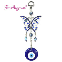 Load image into Gallery viewer, Turkish Blue Evil Eye Rhinestone Butterfly Amulet with Blue Rhinestone Car Charm Rear View Mirror Wall Hanging Protection Lucky Charms Wall Hanging Pendant Protection  Home Decor Blessing Gift
