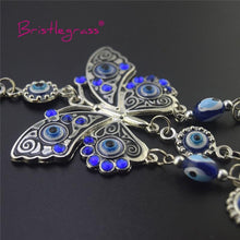 Load image into Gallery viewer, Turkish Blue Evil Eye Rhinestone Butterfly Amulet with Blue Rhinestone Car Charm Rear View Mirror Wall Hanging Protection Lucky Charms Wall Hanging Pendant Protection  Home Decor Blessing Gift
