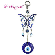 Load image into Gallery viewer, Turkish Blue Evil Eye Rhinestone Butterfly Amulet with Blue Rhinestone Car Charm Rear View Mirror Wall Hanging Protection Lucky Charms Wall Hanging Pendant Protection  Home Decor Blessing Gift

