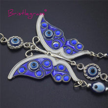 Load image into Gallery viewer, Turkish Blue Evil Eye Rhinestone Butterfly Amulet with Blue Rhinestone Car Charm Rear View Mirror Wall Hanging Protection Lucky Charms Wall Hanging Pendant Protection  Home Decor Blessing Gift
