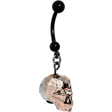 Load image into Gallery viewer, Glam Skull Halloween Dangle Belly Ring Created with Crystals
