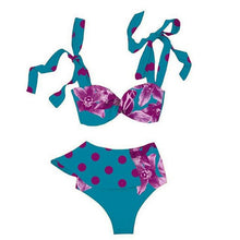 Load image into Gallery viewer, Two-Pieces Women  Push-Up Padded Bra Ruffles Bandage Bikini Set Swimsuit  Women's Bathing Suits Ruffles Flounce Bikini Sets Low Rise Two Piece Swimsuit Swimwear Bathing Suit Beachwear
