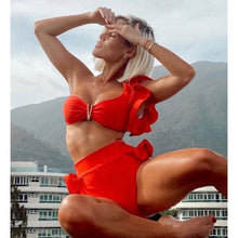 Load image into Gallery viewer, Two-Pieces Women  Push-Up Padded Bra Ruffles Bandage Bikini Set Swimsuit  Women's Bathing Suits Ruffles Flounce Bikini Sets Low Rise Two Piece Swimsuit Swimwear Bathing Suit Beachwear
