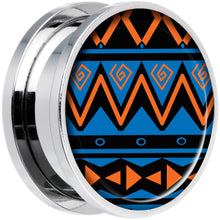 Load image into Gallery viewer, Blue Orange Tribal Print Steel Screw Fit Plug Set 20mm
