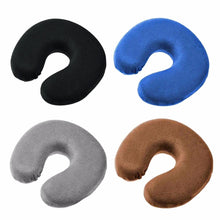 Load image into Gallery viewer, U Shaped Travel Pillow Car Air Flight Inflatable Pillows Neck Support Headrest Cushion Soft Nursing Cushion Black Memory Foam U-Shaped pillow Slow Rebound Neck Pillow Nap Airplane Pillow Travel Cartoon Memory U-Shaped Headrest
