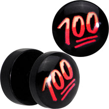 Load image into Gallery viewer, Officially Licensed Keep It 100 emoji Black Acrylic Cheater Plug Set
