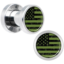 Load image into Gallery viewer, Green American Flag Steel Screw Fit Plug Set 5mm to 20mm
