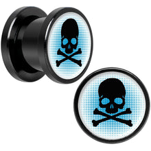 Load image into Gallery viewer, Blue Black Skull Black Anodized Screw Fit Plug Set 00G
