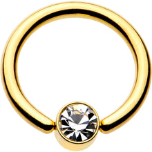 Load image into Gallery viewer, 12G 1/2 Clear Gem 5mm Disc Gold IP BCR Captive Ring
