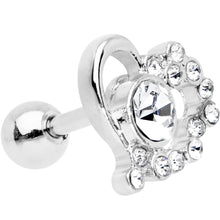 Load image into Gallery viewer, 1/4 Clear Gem Heart Cluster Cartilage Tragus Earring
