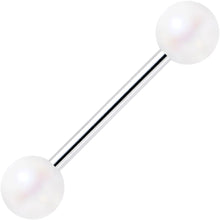 Load image into Gallery viewer, Matte Iridescent White 6mm Acrylic Ball Barbell Tongue Ring

