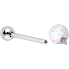 Load image into Gallery viewer, White Synthetic Opal 6mm Ball Internally Threaded Barbell Tongue Ring
