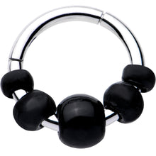 Load image into Gallery viewer, 16G 5/16 Black Chunky Beads Hinged Segment Ring
