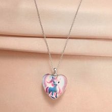 Load image into Gallery viewer, Unicorn Heart-Shaped Crystal Pendant Necklace
